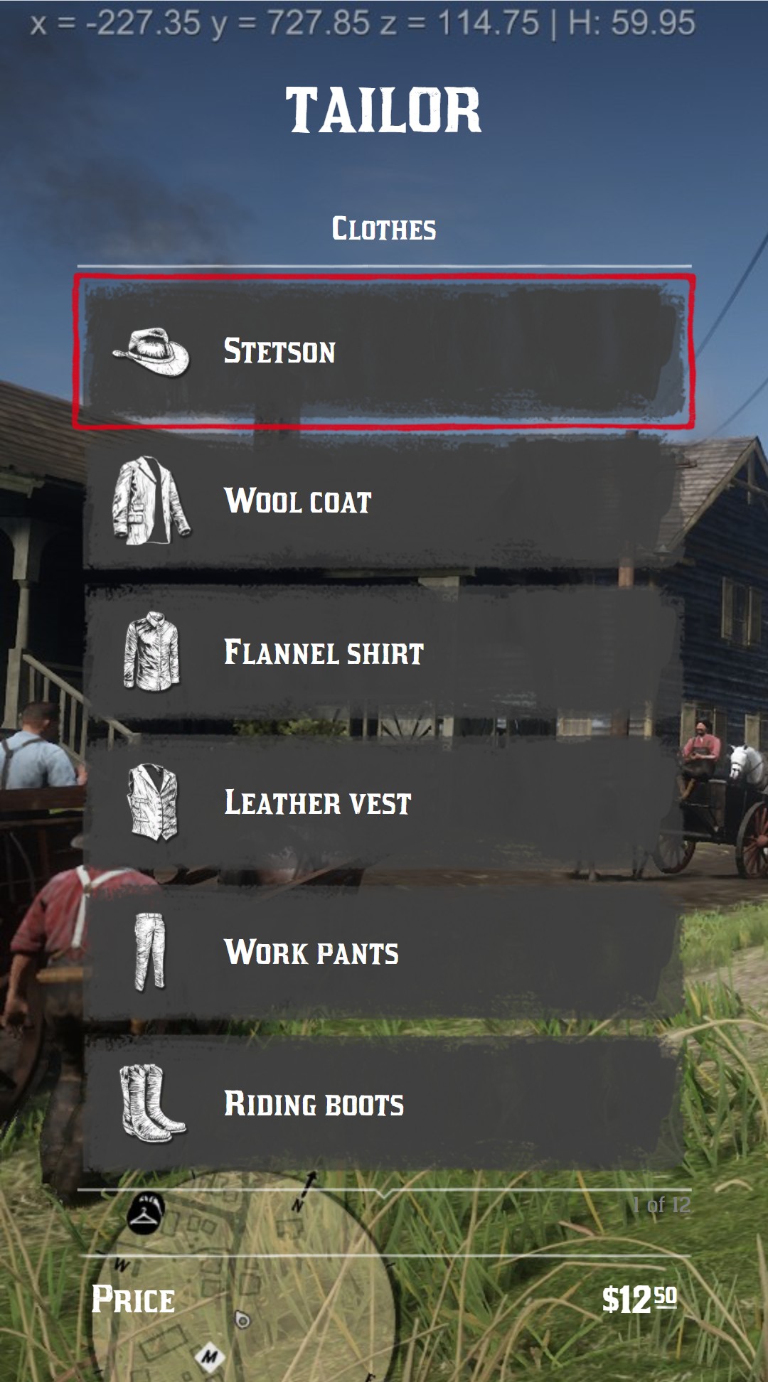 A menu without background