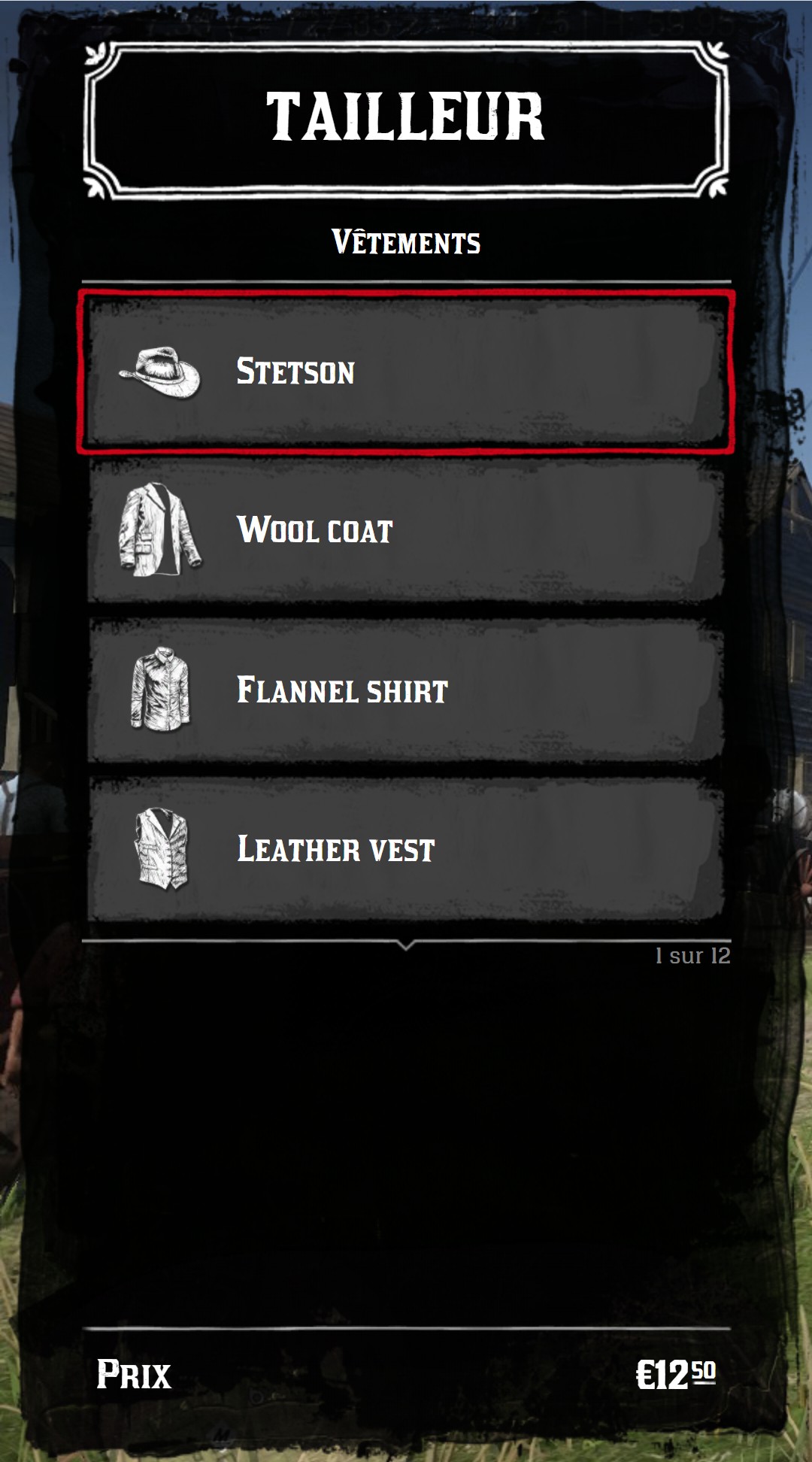 A menu translated in French
