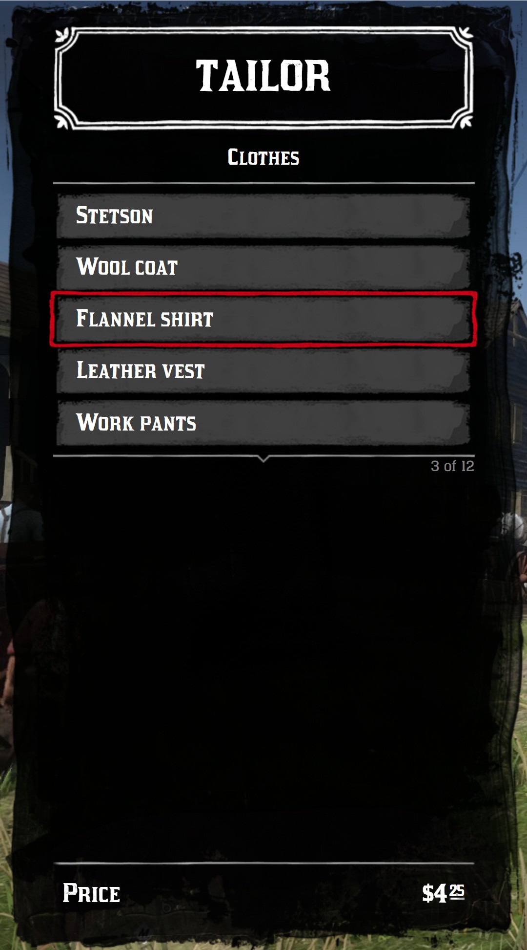 A list menu with numberOnScreen = 5