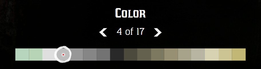 Palette slider with a limited range